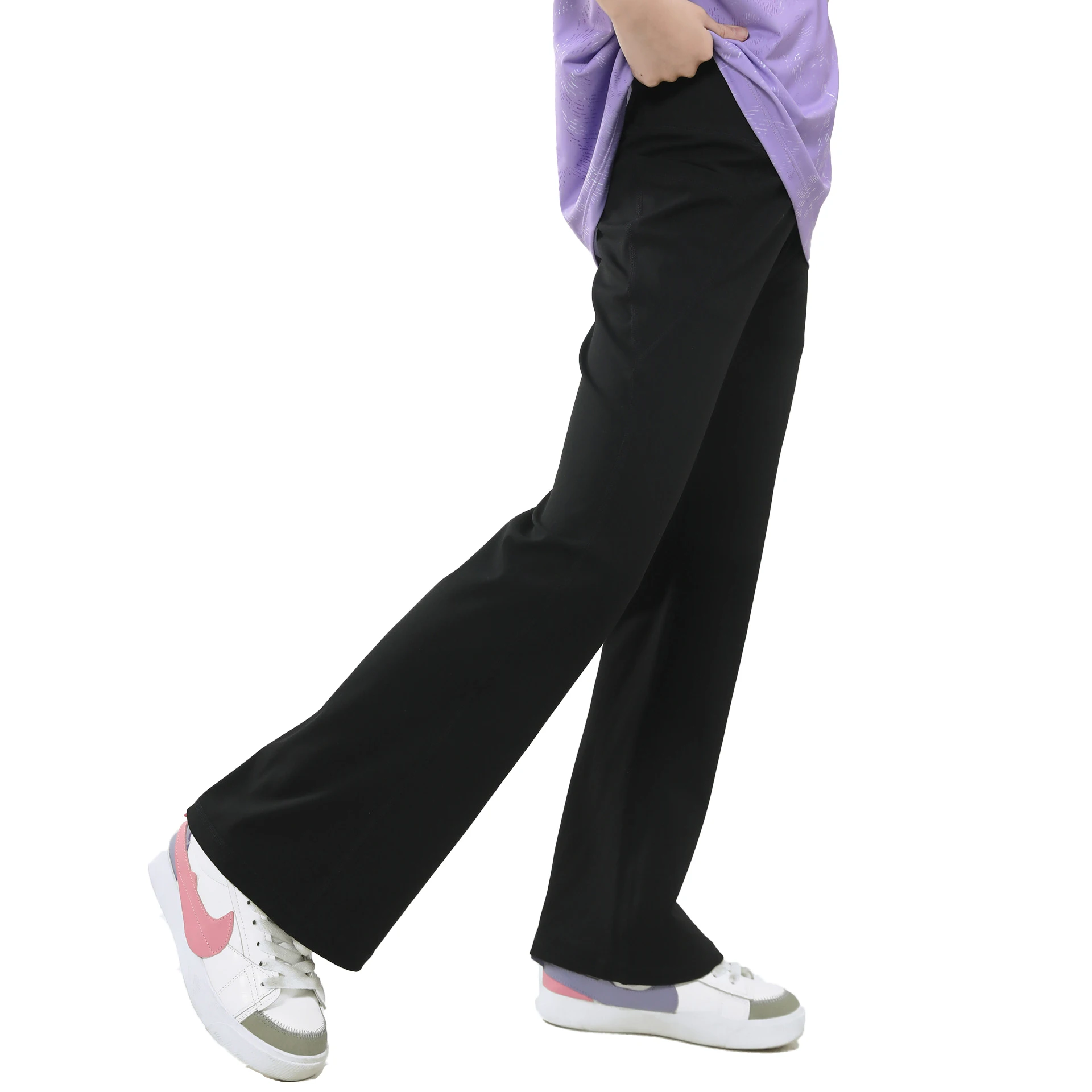 

Stretch Breathable Flared Pants Girls Slim Fit Street Dance Yoga Jazz Parent-Child Sports Pants with 4-Way Elastic & High Waist