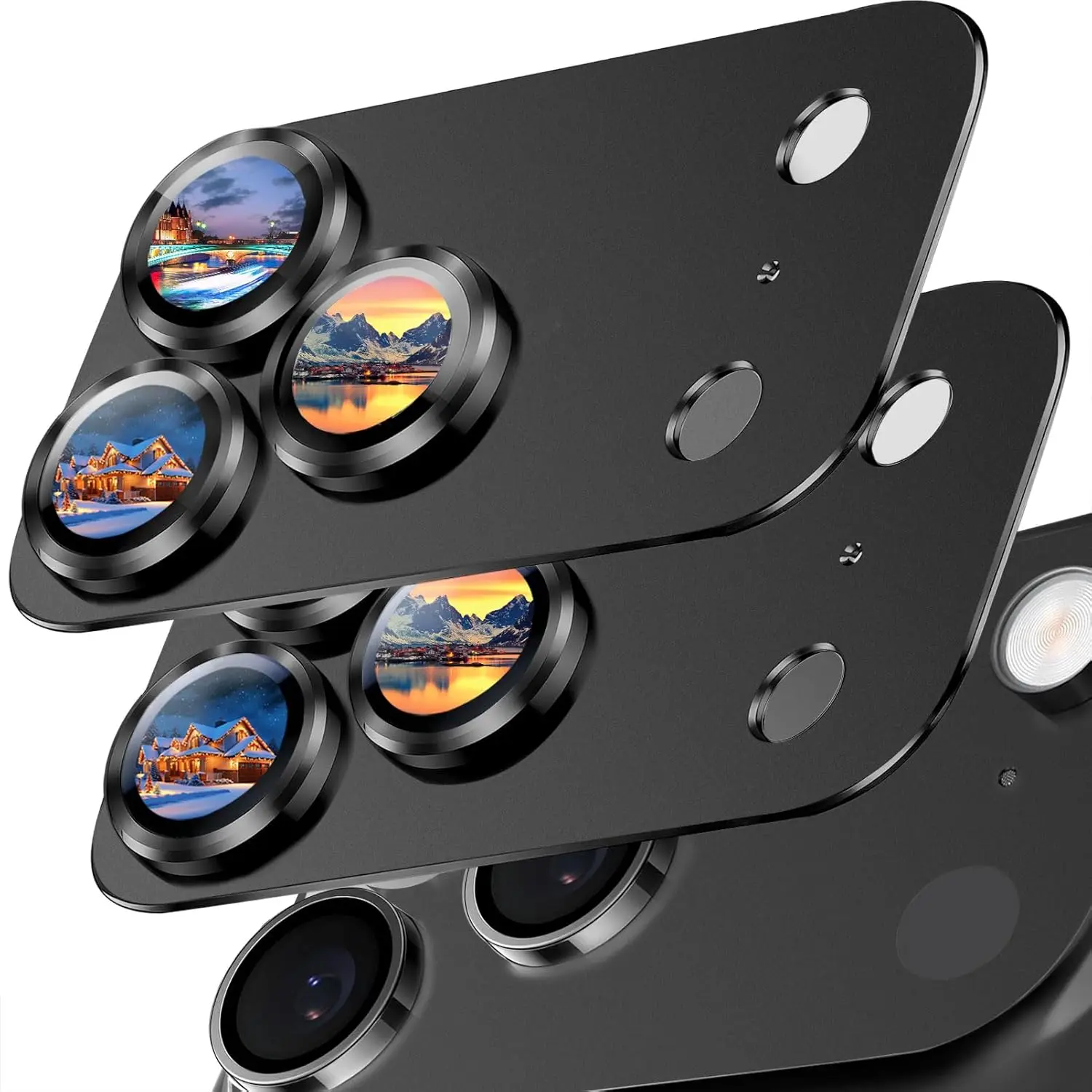 

2 Pack Black Metal Lens Protector for iPhone 17-11 Pro Max, 9H Glass Anti-Scratch Military Grade Shatterproof Case Friendly