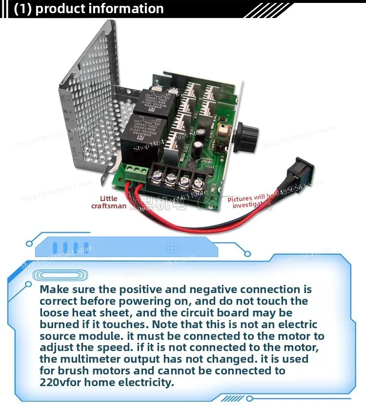 Регулятор скорости двигателя постоянного тока с ШИМ, 12 В-48 В, 40 А, высокая мощность с переключателем вперед и назад и ручкой - регулируемое управление оборотами для DIY