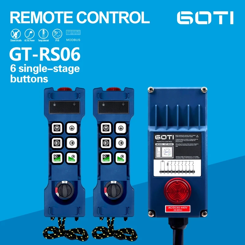 

GT-RS06 2T1R Industrial Radio Wireless Crane Hoist Remote Control Switch 6 Channel Replace UTING F21-E1B F21-E1 TELEcontrol