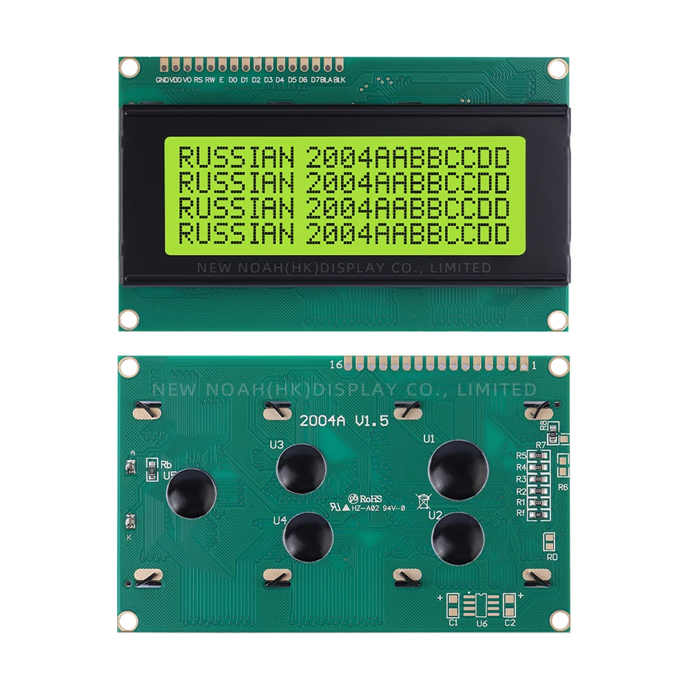 Russische Geel Groene Film 2004A Karakter Module Scherm 4*20 16PIN Interface Module ST7066U Ondersteuning Aangepaste Taal