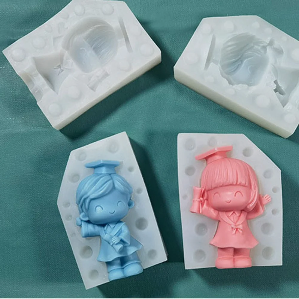 

Graduation season cartoon character silicone mold DIY gypsum Candle Silicone Mold Scented Making Tools 3D DIY Handmade Fragrance