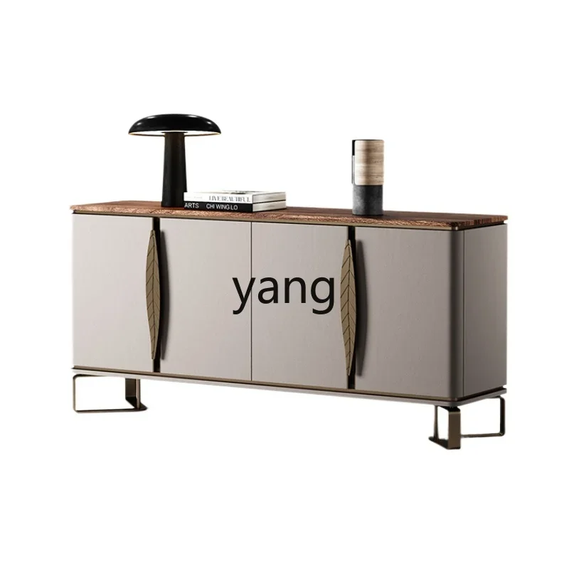 Yjq Simple Sideboard Cabinet with Hallway Light Luxury Walnut Leaves Series Sideboard Cabinet