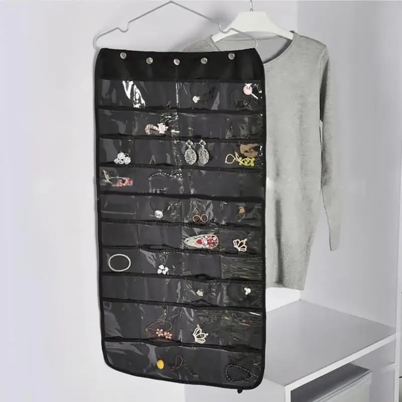

D46E Пыленепроницаемый подвесной органайзер для ювелирных изделий, двухсторонняя сумка для хранения ювелирных изделий, прочная