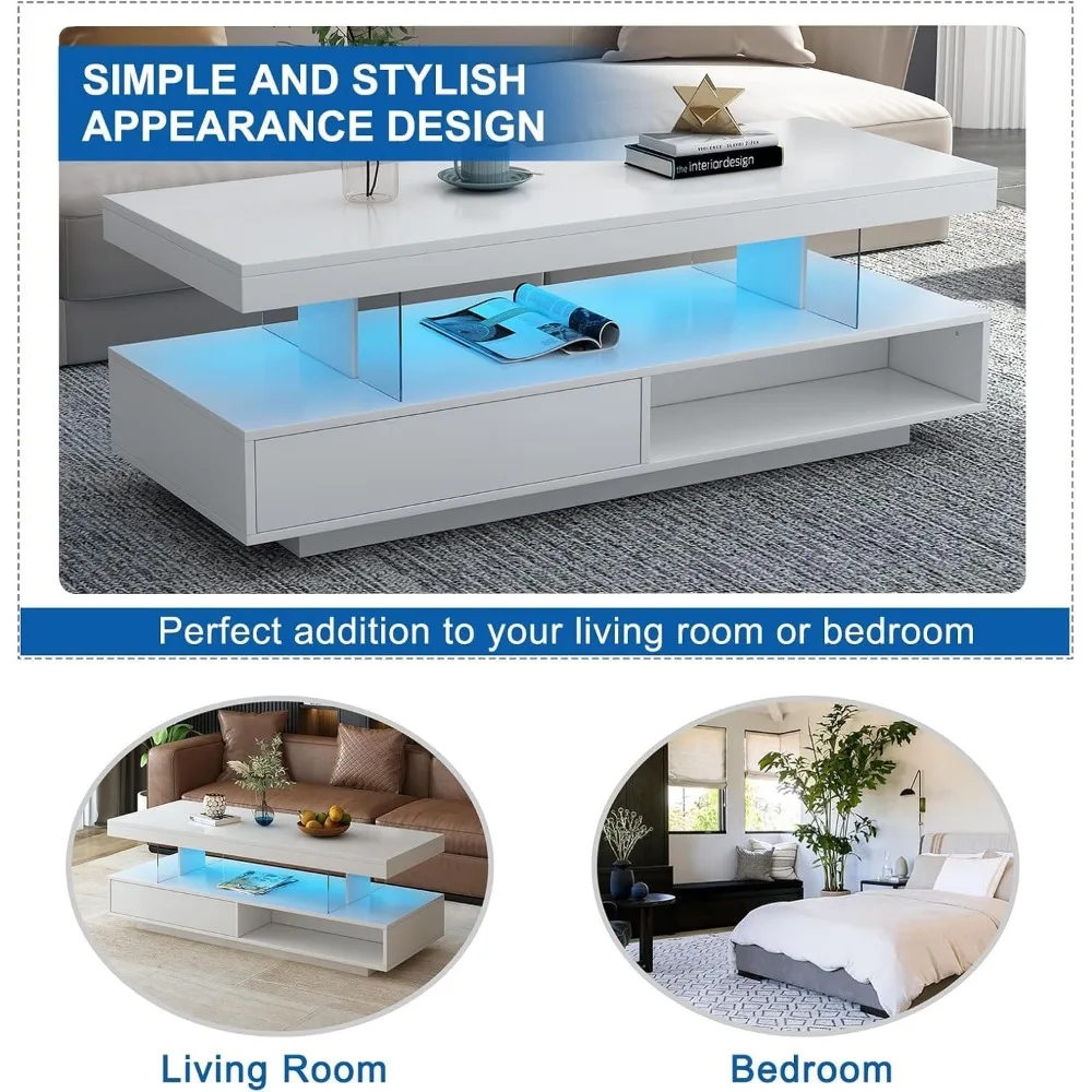 Nowoczesny prostokątny stolik kawowy z dwuwarstwowym wzorem do salonu