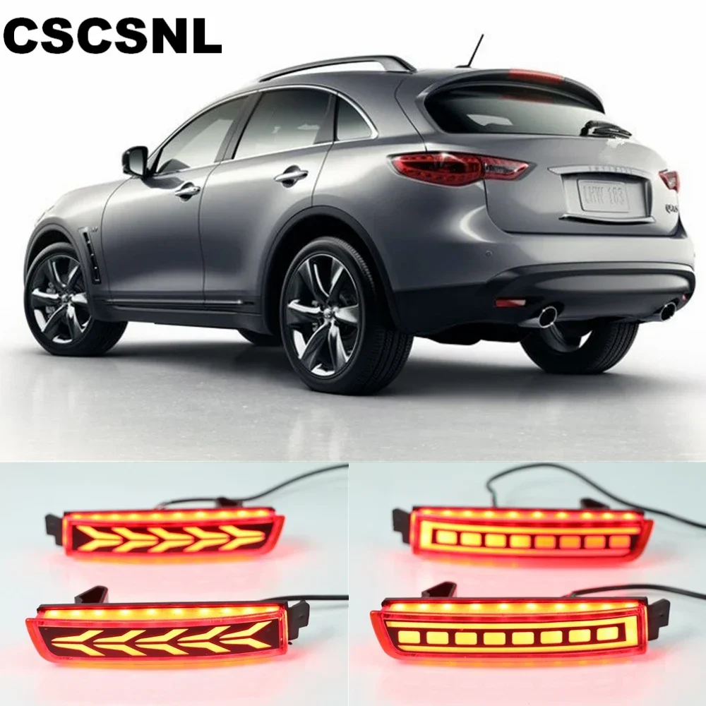 New！ CSCSNL 2PCS LED Reflector Lamp Rear Fog Lamp Bumper Light Brake Warning Light For Infiniti QX70 2013 2014 2015 2016 2017 20