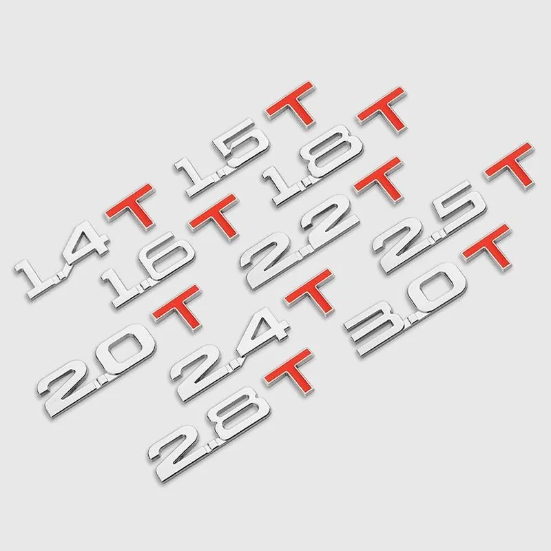 3D Metal Car Trunk Engine Displacement Scale Emblem Badge Auto Stickers 1.3T 1.4T 1.5T 1.6T 1.8T 2.0T 2.2T 2.4T 2.5T 2.8T 3.0T