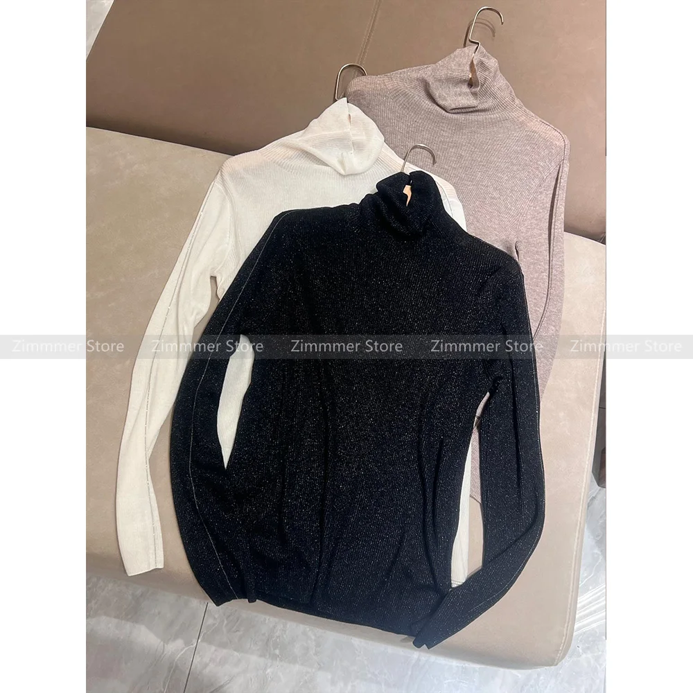 

Fashion Women's 2024 Autumn and Winter New Commuter High Neck Solid Color Knit Long Sleeve Slim Sweater