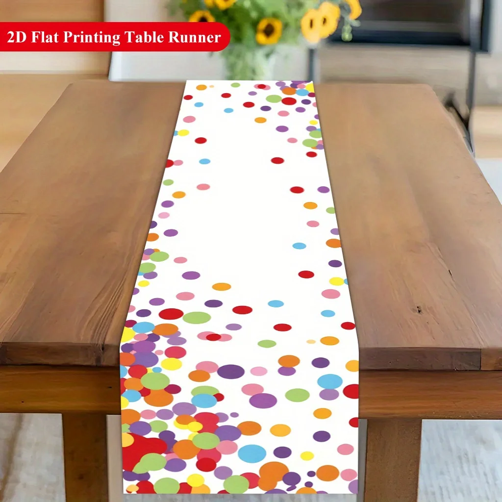 Rainbow Confetti Table Runner Single Sided 2D Print Vibrant Stylish Table Runner Dining Room Kitchen Festive Vibe Accessory Gift