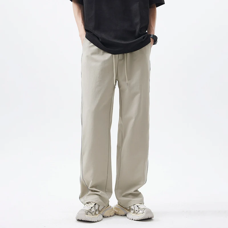 

Men's Loose Straight Leg Casual Pants Pure Color Spring New Sle Versatile Long Trousers Comfortable Fit Faionable