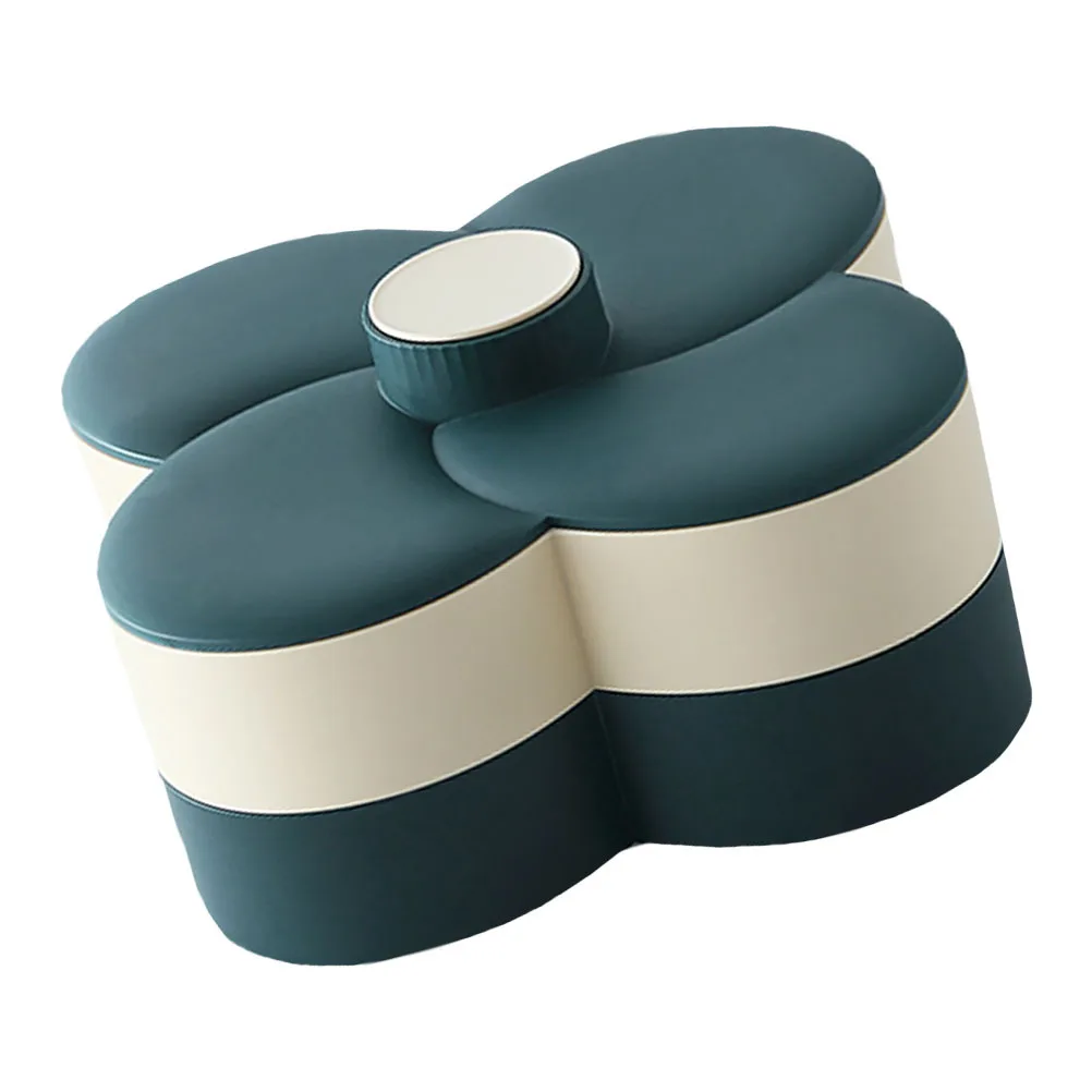 

1Pcs Double Layer Candy Box Green Storage Tray Rotatory Snack Tray with Lid for Home Bar Hotel Display Organizer