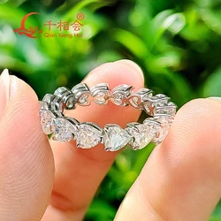 4mm heart shape  D VVS white moissanite full of stone Eternity Band ring  925 Sterling Silver Rings Jewelry Rings Engagement