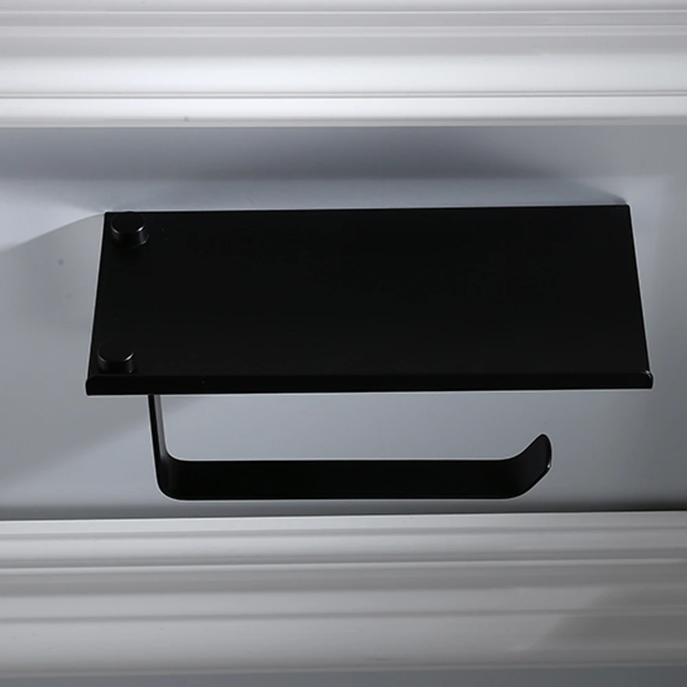 Wall Mounted Tissue Boxes Kitchen Bathroom Paper Roll Rack  Toilet Paper Holder with Phone Storage Shelf Phone Holder