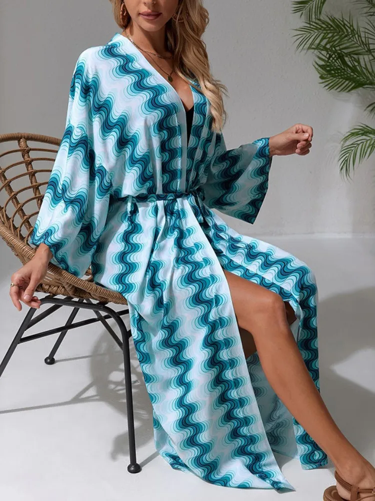 

Cardigan Cover-Ups Women Dress Swimsuit Sundress Robes Summer New Print Bohemian Beach Holiday Long Maxi Dress Cove Ups Vestidos