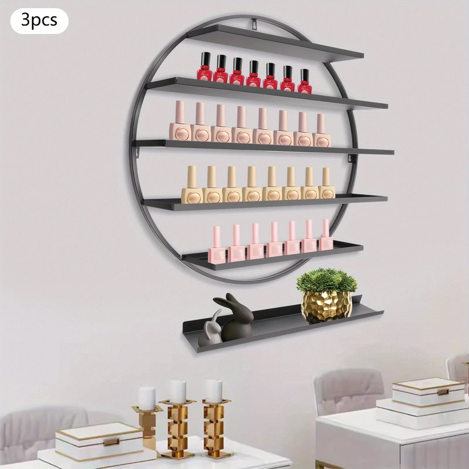 

Round Five Layer Iron Armor Oil Glue Display Rack Six Piece Set - Black,decoration, high-quality