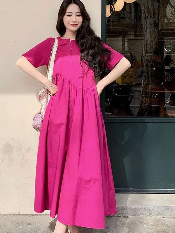 

plus Size Loose Short Sleeve Women's Dress Conceals Pregnancy Summer Casual Straight Tube Skirt Comfortable Breathable Korean...