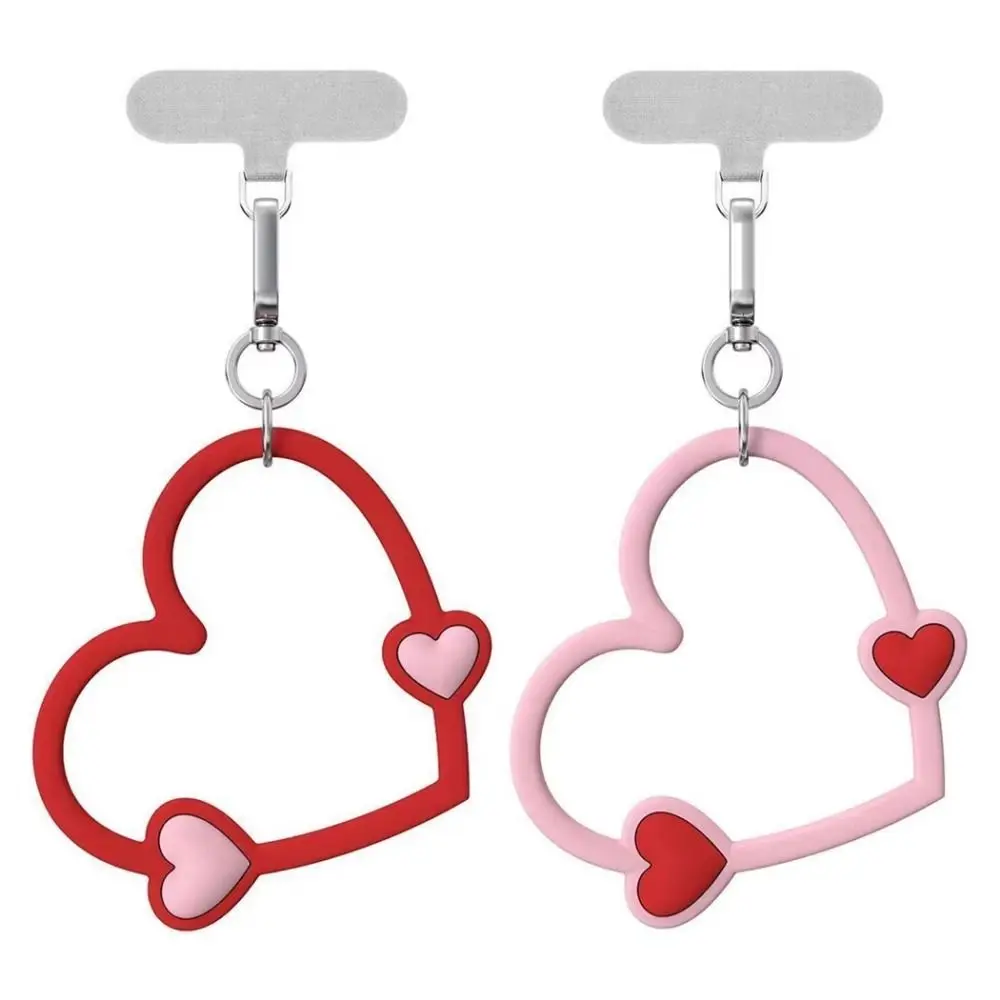 Cordão grande de coração para celular em torno da mão com junta, pulseira de silicone para presente de anime, pulseira anti-perda para celular