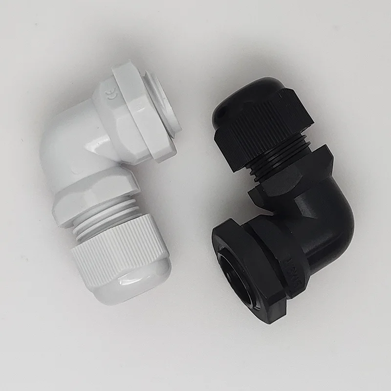 

1pcs M12/M16/M20/M25 Nylon Waterproof 90 Degrees Cable Gland Wire Fitting Plastic Range Cable Entry
