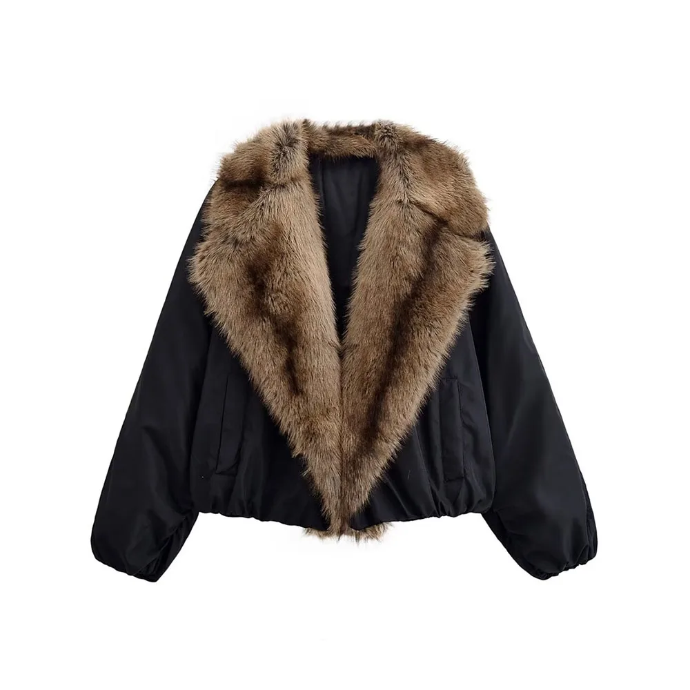 

Winter new women's fashionable loose and versatile jacket with fur collar