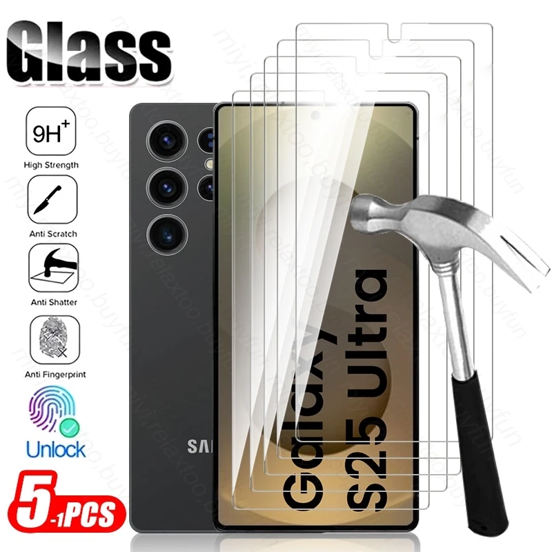 5-1Pcs 9H Tempered Glass For Samsung Galaxy S25 Ultra Plus 5G 2025 Sumsung S25Ultra S25+ S24 FE S 25 24 Screen Protector HD Film