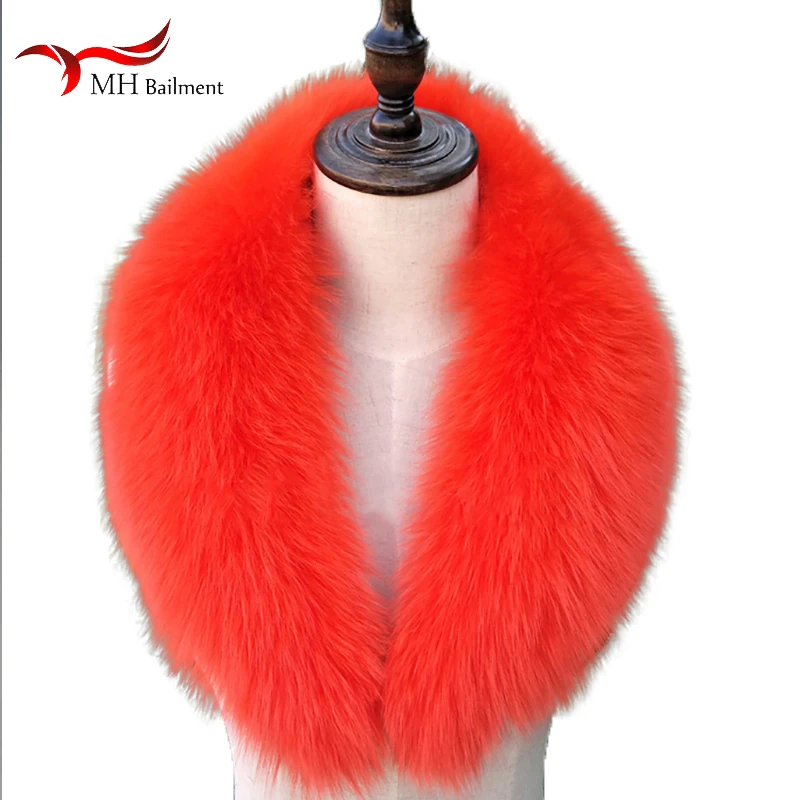 Super large real fox fur collar green fruit collar V-collar horn collar fur scarf cap strip for men and women