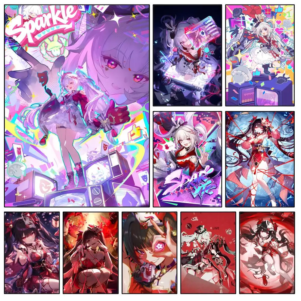 Game Sparkle Honkai Star Rail Poster Waterproof HD Modern Peel And Stick Wall Decor Bedroom Living Room Dorm Office