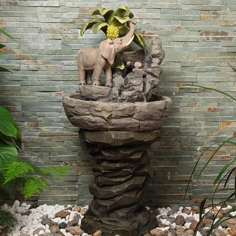 Elephant Animal Figurine Feng Shui Fountain Chinese Decor for Living Room TV Cabinet