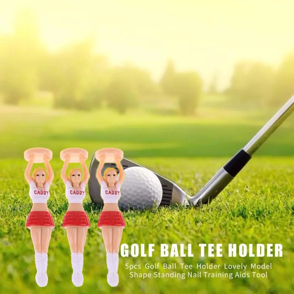 3Pcs Beauty Cheerleader Model Shaped Golf Ball Tees Holder Practical Golf Balls Standing Nail Training Golf Accessories