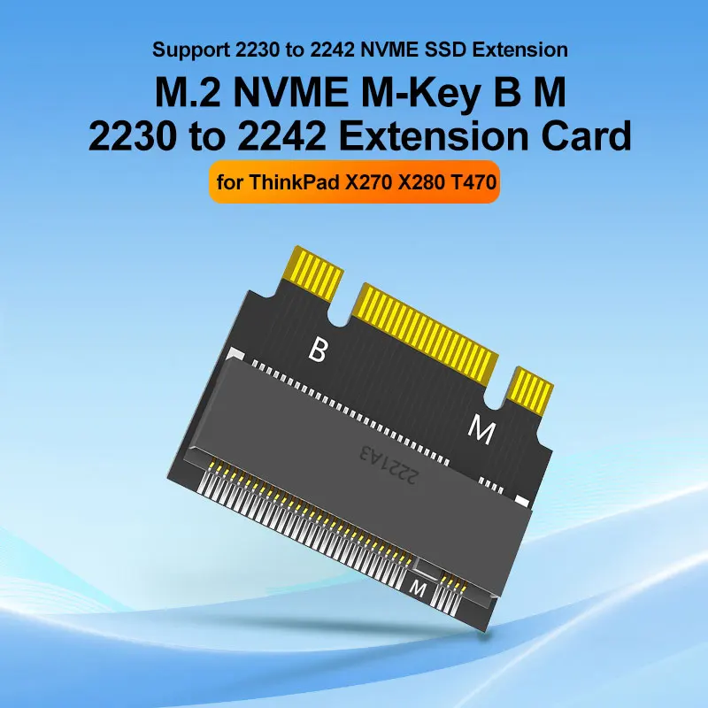 Adapter przedłużający M.2 NVME M-Key B+M 2230 do 2242 dla ThinkPad X270 X280 T470 T480 L480 T580 serials
