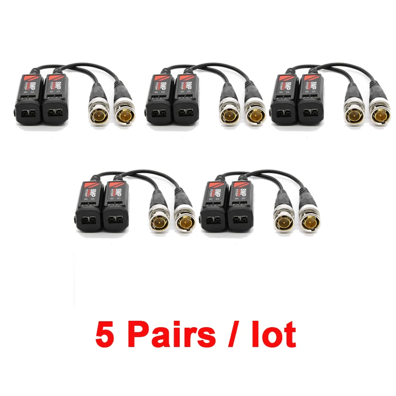 passiva twisted transmissor par conversor coaxial bnc connector coaxial para utp rj45 video balun acessorios 8mp 4k pares 10 pcs 01