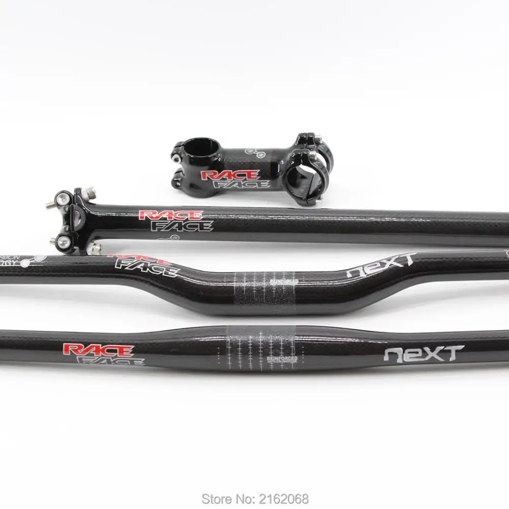 Brand New Next Mountain&Road Bike 3K Full Carbon Fibre Bicycle Handlebar carbon Seatpost Stem 6/17 Angles MTB Sets