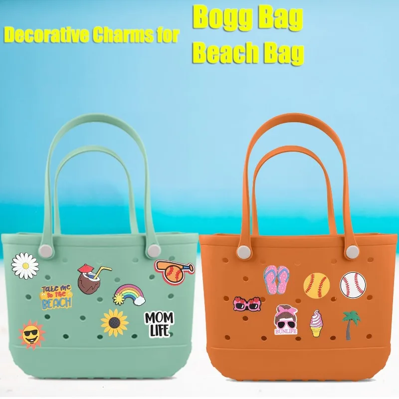 Large Charms Bogg Bags Accessories Pins Cute Rubber Badge Women Beach Tote Handbag Decorative Buckles Badge Jelly Sac Bogg Bag