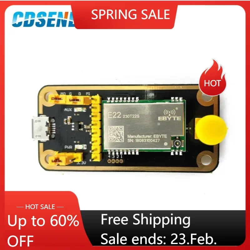 LoRa Modul-Testplatinen-Kits 22 dBm 5 km Fern-Transceiver E22-230TBL-01 USB-Entwicklungsplatine Drahtloses Modul RF