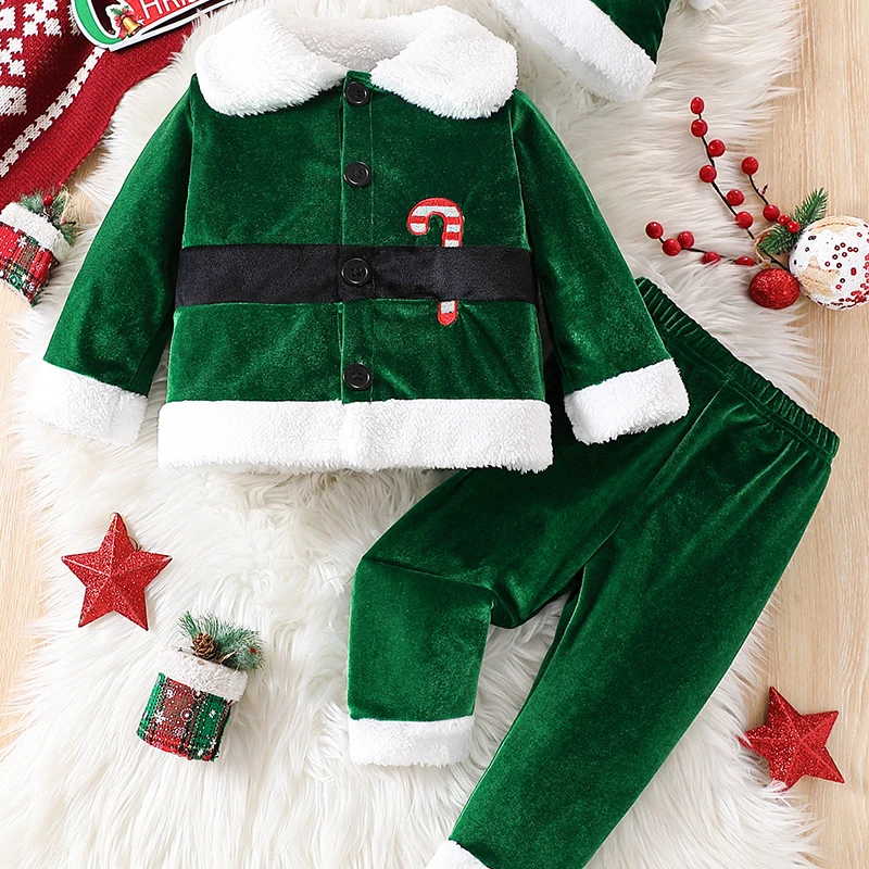 3Piece Autumn Winter Baby Sets Girl Boy Clothes Christmas Santa Claus Cute Fleece Warm Tops+Pants+Hat Newborn Photography BC1690