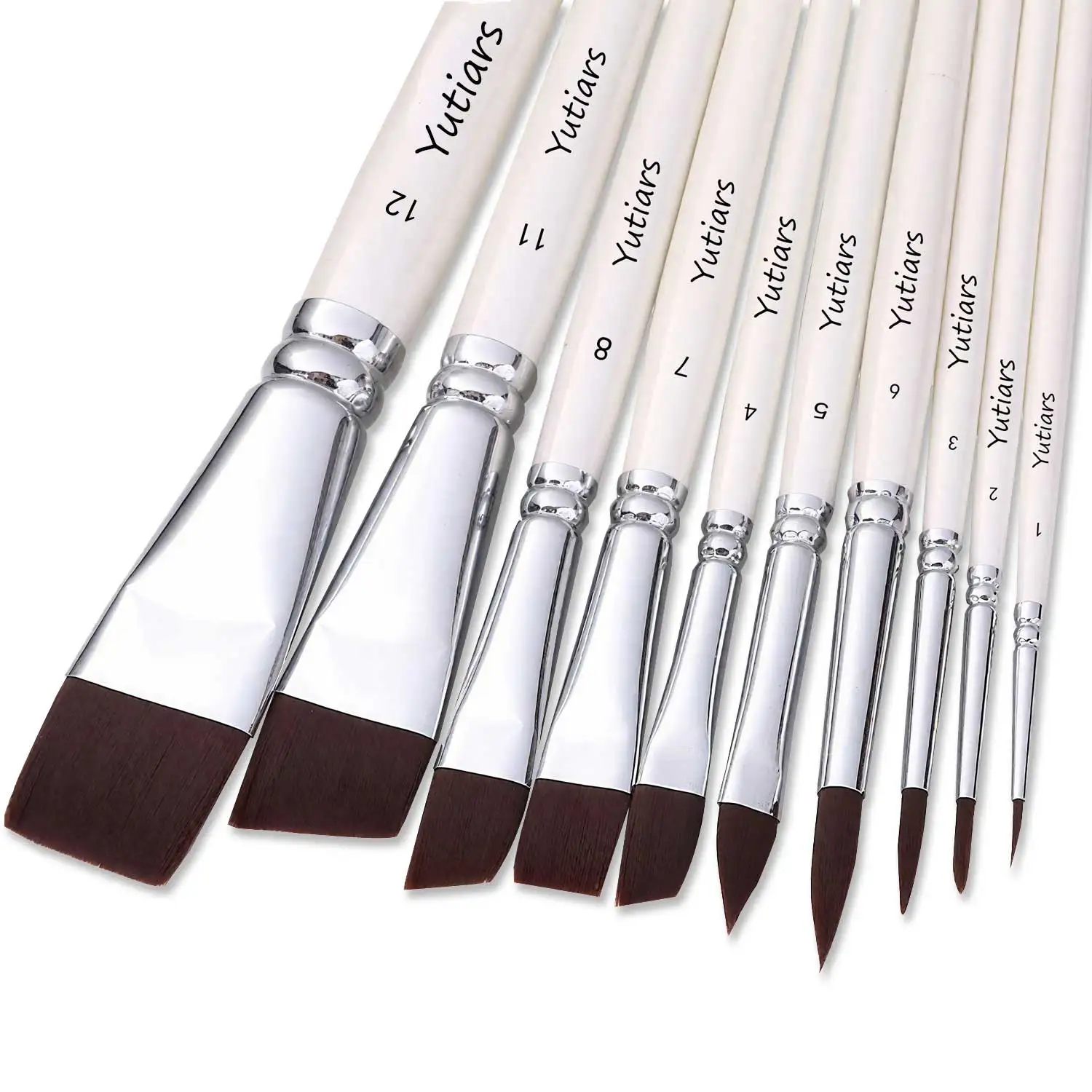 10-teiliges Gesichtsbemalungspinsel-Set – Nylonborsten für Aquarell, Farbverlauf und Enkelarbeit, hochwertige Nylonborsten für Acryl, Öl – Detail 3