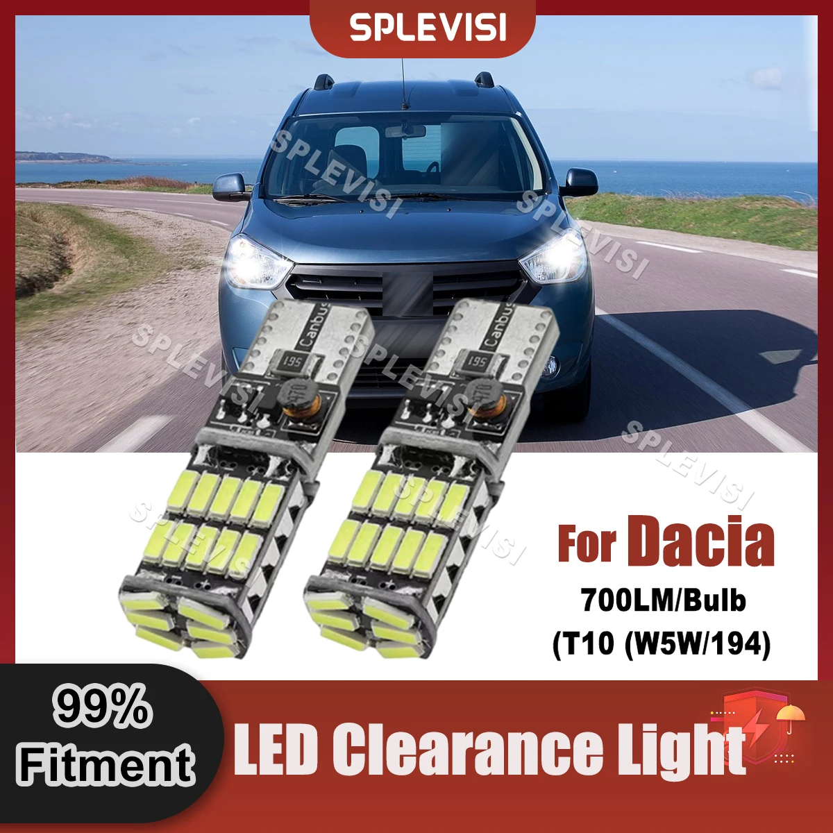 

1 Pair Replace LED Clearance Lamp Light Bulb T10 W5W/194 Compatible Fit For Dacia Dokker Lodgy Logan Sandero Duster