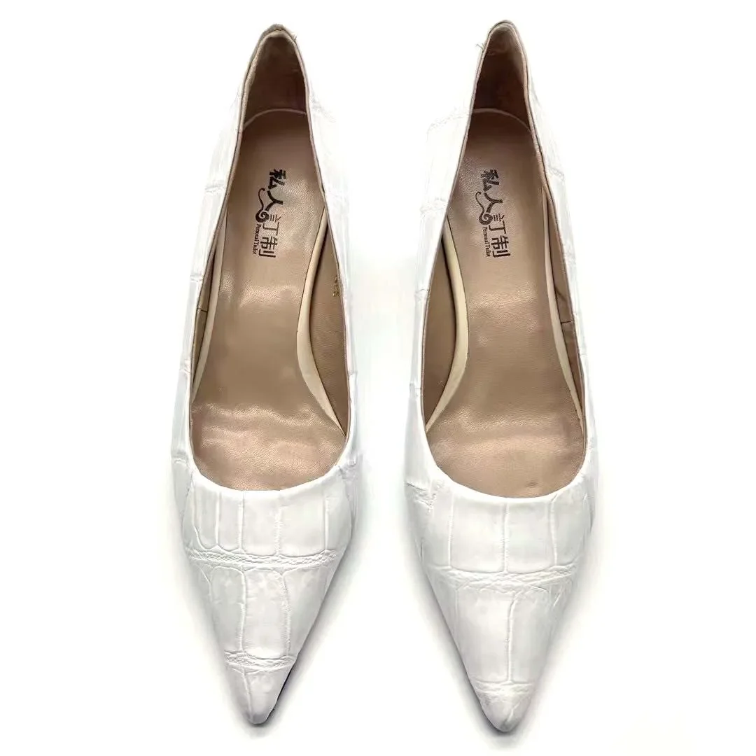 

chue new women dress shoes female crocodile shoes women high-heel shoe leather sole