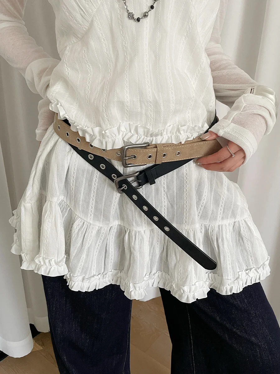 Retro Simple Hollow Out Belt For Women Matte Casual Hot Girl Style With Half Skirt Versatile Fashion Personal Belt