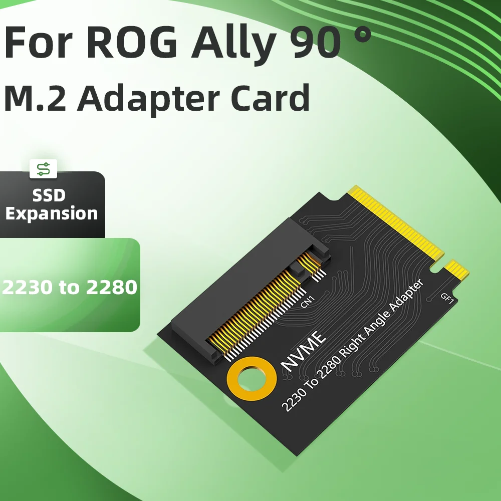For ROG Ally Handheld 90°M.2 Adapter Card PCIe 4.0 NVMe M-Key 2230 to 2280 SSD Expansion Board Modified M2 Hard Drive Converter
