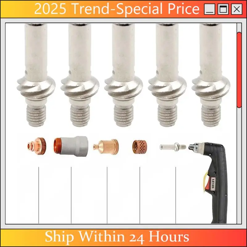 

The New 5Pcs Plasma Cutter Electrodes Set KP2845-1 For LC105 For Tomahawk 1538 W03X0893-60A Plasma Cutting Consumables Kit