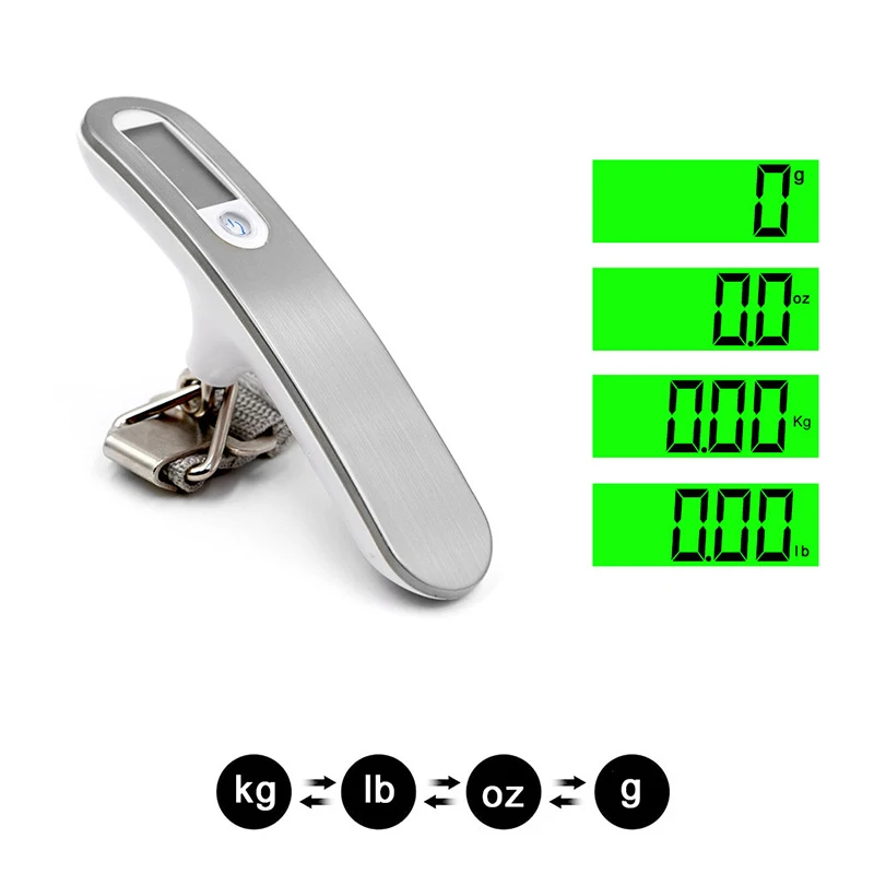 Portable LCD Digital Luggage Scale, Travel Bag Hanging Scale, Electronic Steelyard Weight Balance, 50kg, 10g