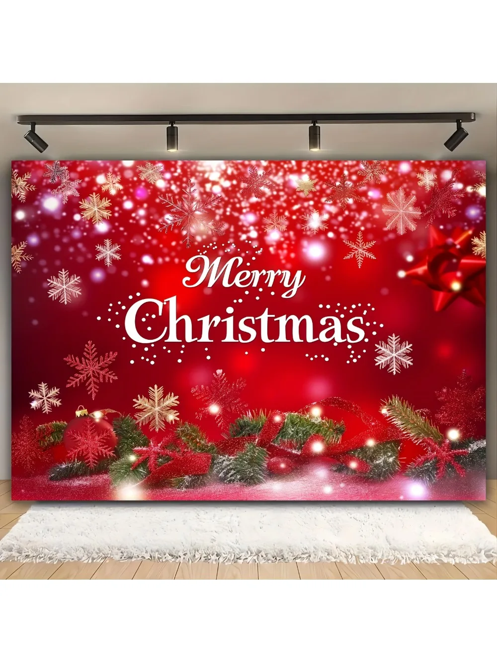 Snowflake Christmas Background Cloth - Merry Christmas Winter New Year Party Decoration - Photography Background Banner