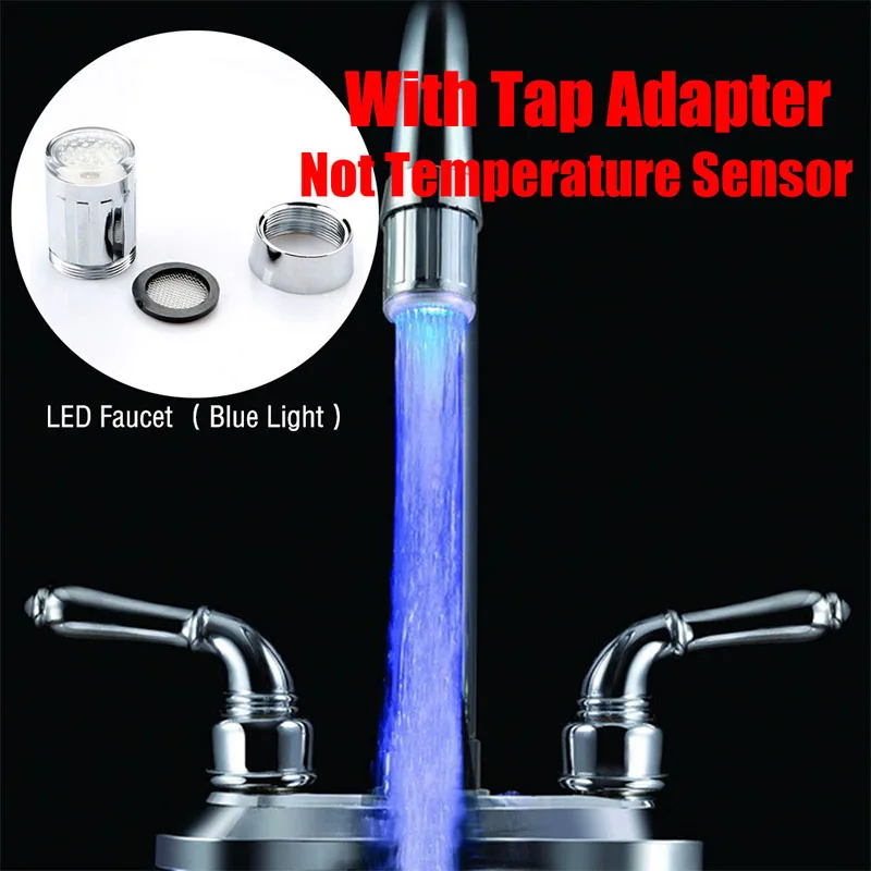 Shower Led Light Nozzle Multiple Color Temperature Sensor Night Light Faucet Led Lighting For Kitchen Bathroom