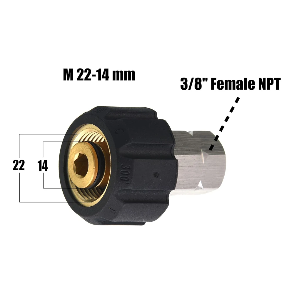 وصلات طقم توصيل سريع دوارة ، ملحقات غسالة الضغط العالي ، 41 PSI ، M22 ، G1 ، 4 "، M22 ، 14