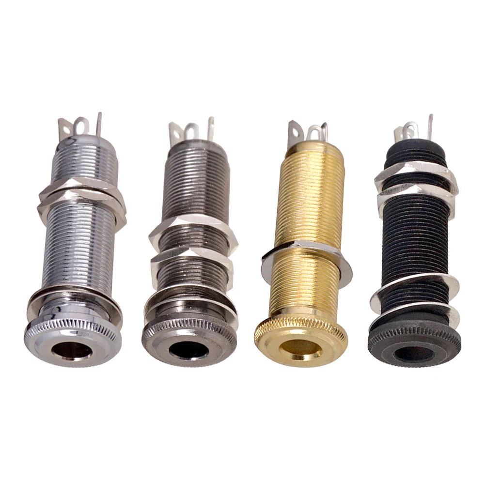 Electric Guitar Bass 6.35mm Socket Stereo 1/4 Inch Output Jacks Socket Plug Brass Straight Ribbed Tube Style Jack Anti-noisy