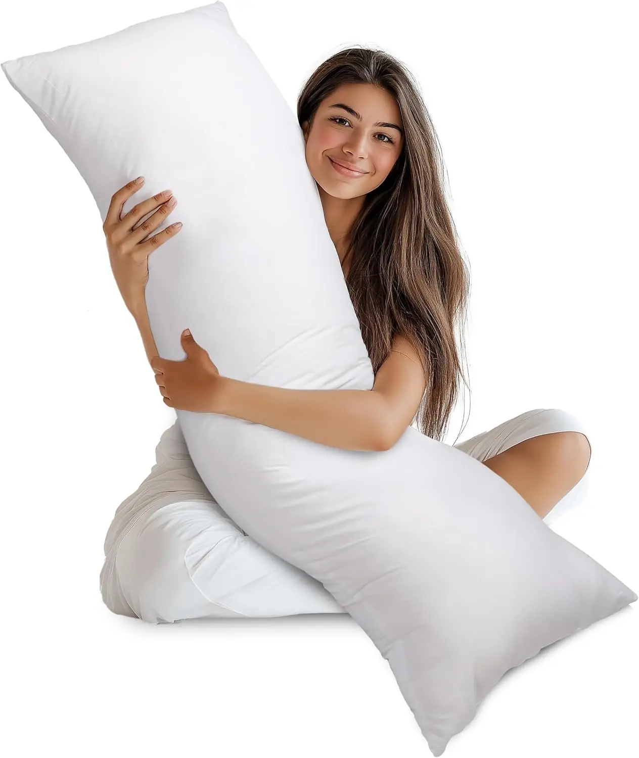 

Bedding Full Body Pillow for Adults (White, 20 x 54 Inch), Long Pillow Insert for Sleeping, Ideal for Side Sleepers
