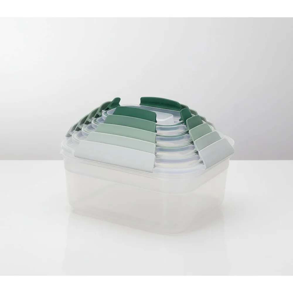 

Контейнеры для хранения продуктов питания из 10 предметов с крышками, герметичный, герметичный, компактный кухонный органайзер для семей