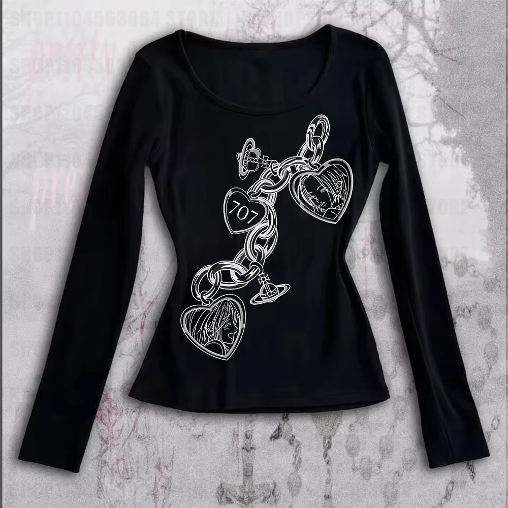 2000s Y2k Nana Japanese Anime Summer Top 2025 Pattern Tank Top Anime Long Sleeve Casual Harajuku T-shirt