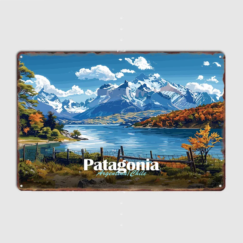 Patagonia Landscape Scenery Travel Poster Metal Tin Sign Indoor Outdoor Home Decor Bar Custom Posters Wall Room Decorations