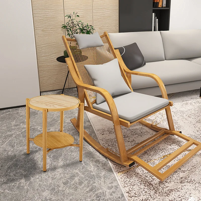 

Nordic Outdoor Leisure Rocking Chair Outdoor Home Living Room Balcony Lazy Rocking Chair Rattan Single Elderly Happy Chair